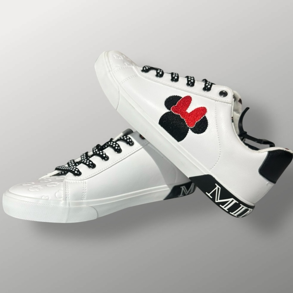 Ground Up Women's White Minnie Mouse Low-Top Court Sneakers Shoes Disney Size 11